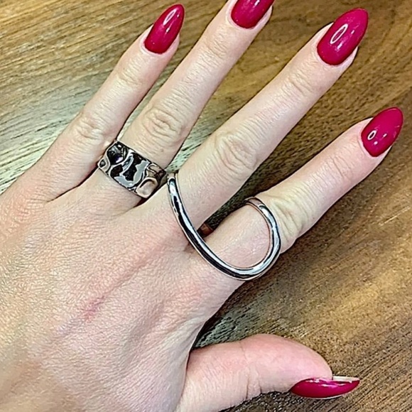 STERLING SILVER IRREGULAR ADJUSTABLE RESIZABLE RING - Picture 2 of 5